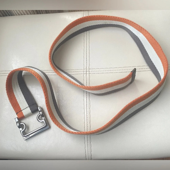Men's Gucci Canvas Leather Trim Embellishment Belt Size Medium - Picture 3 of 5